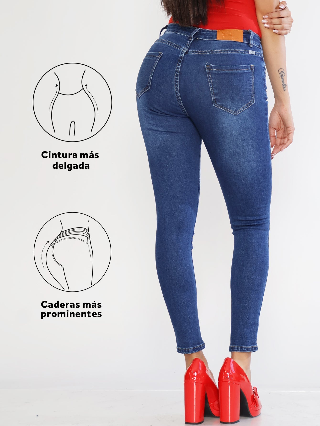 Jeans Ajustados de Mezclilla Azul Oscuro para Mujer - Tiro Alto y Look Casual Urbano