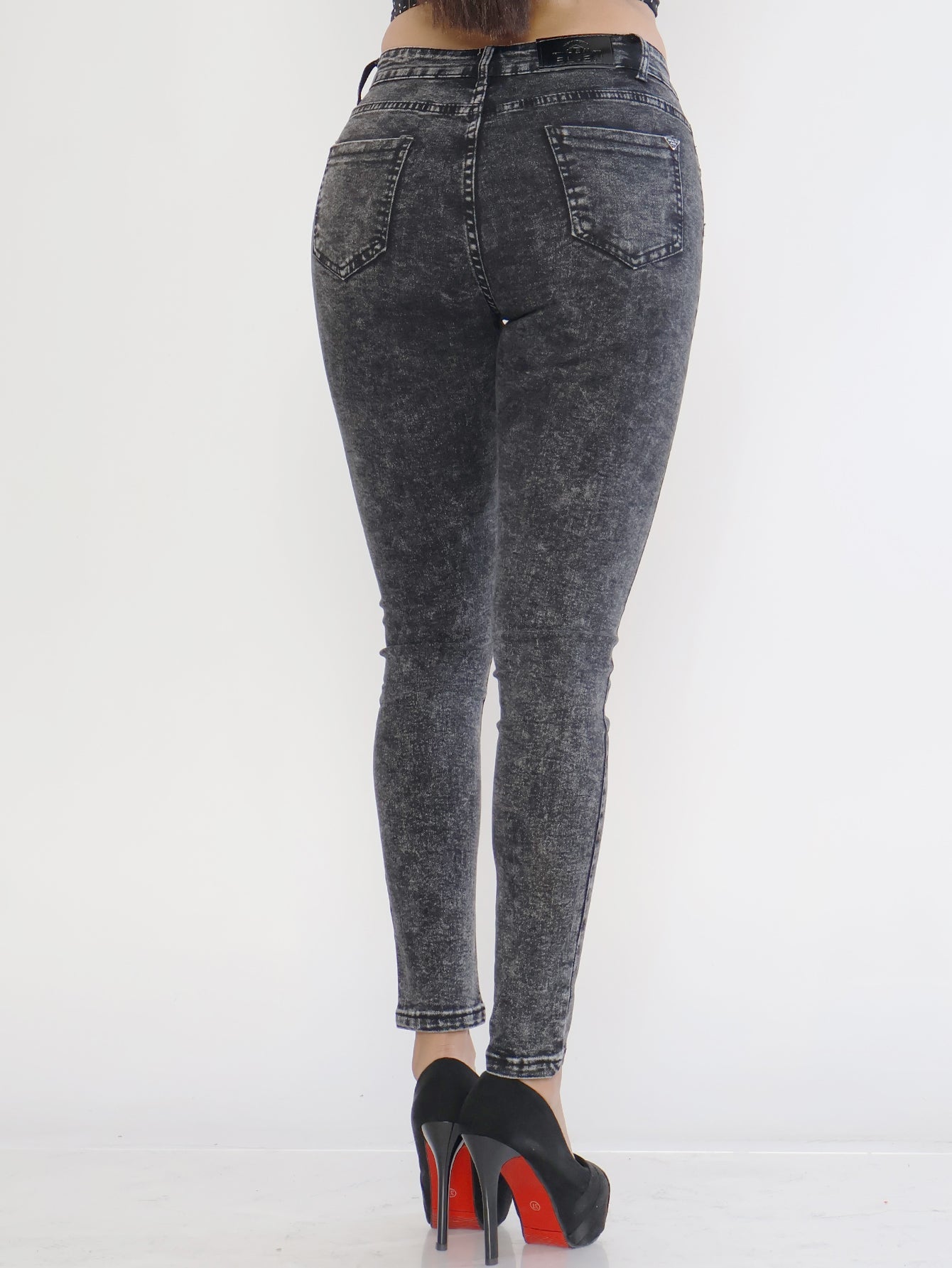 Pantalones Vaqueros Desgastados Grises para Mujer - Estilo Pitillo y Retro Nostálgico