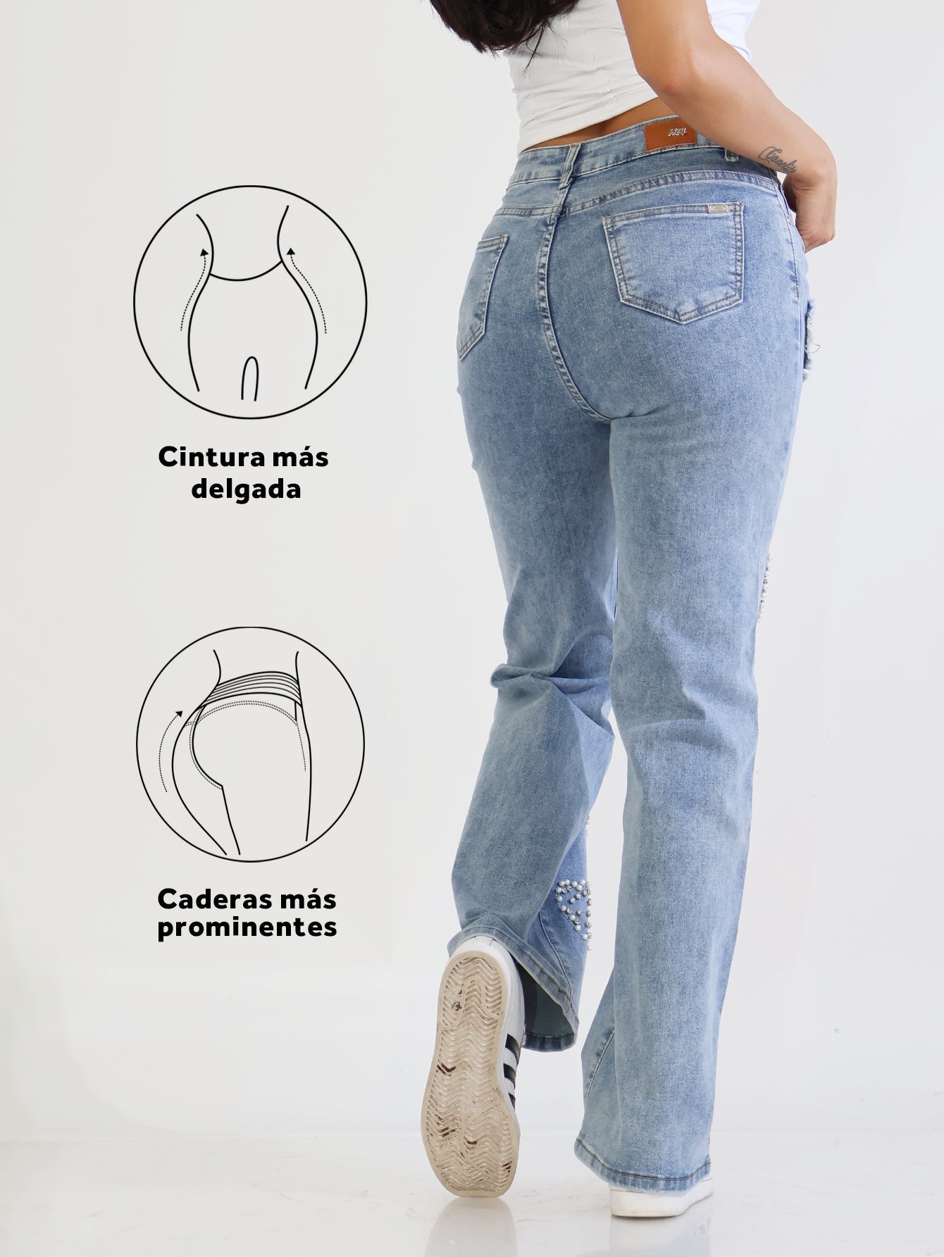 Pantalones Vaqueros Azules para Mujer - Diseño con Corazones de Lentejuelas