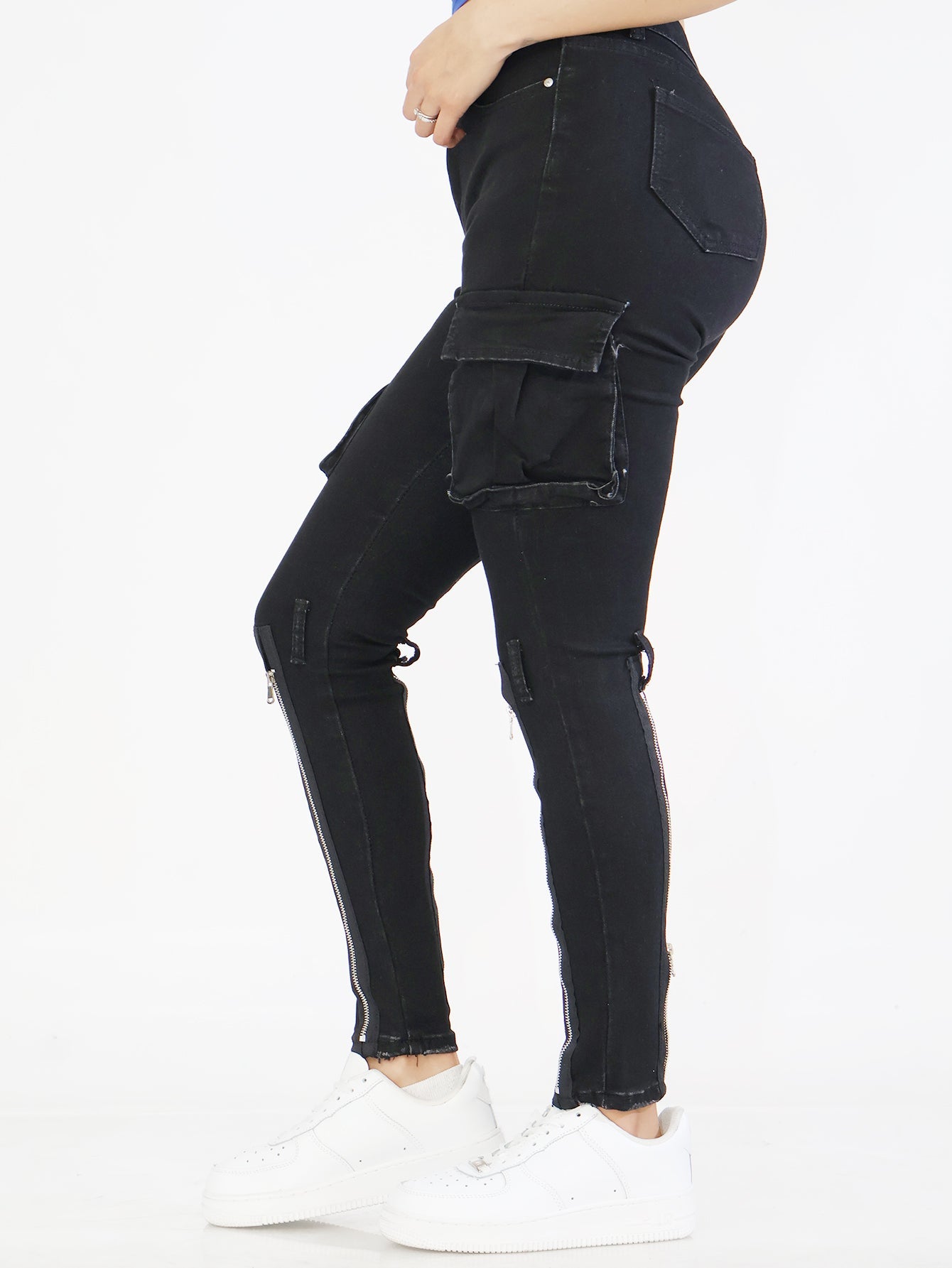 Pantalones Vaqueros Ajustados para Mujer - Casual con Bolsillos y Zippers Únicos