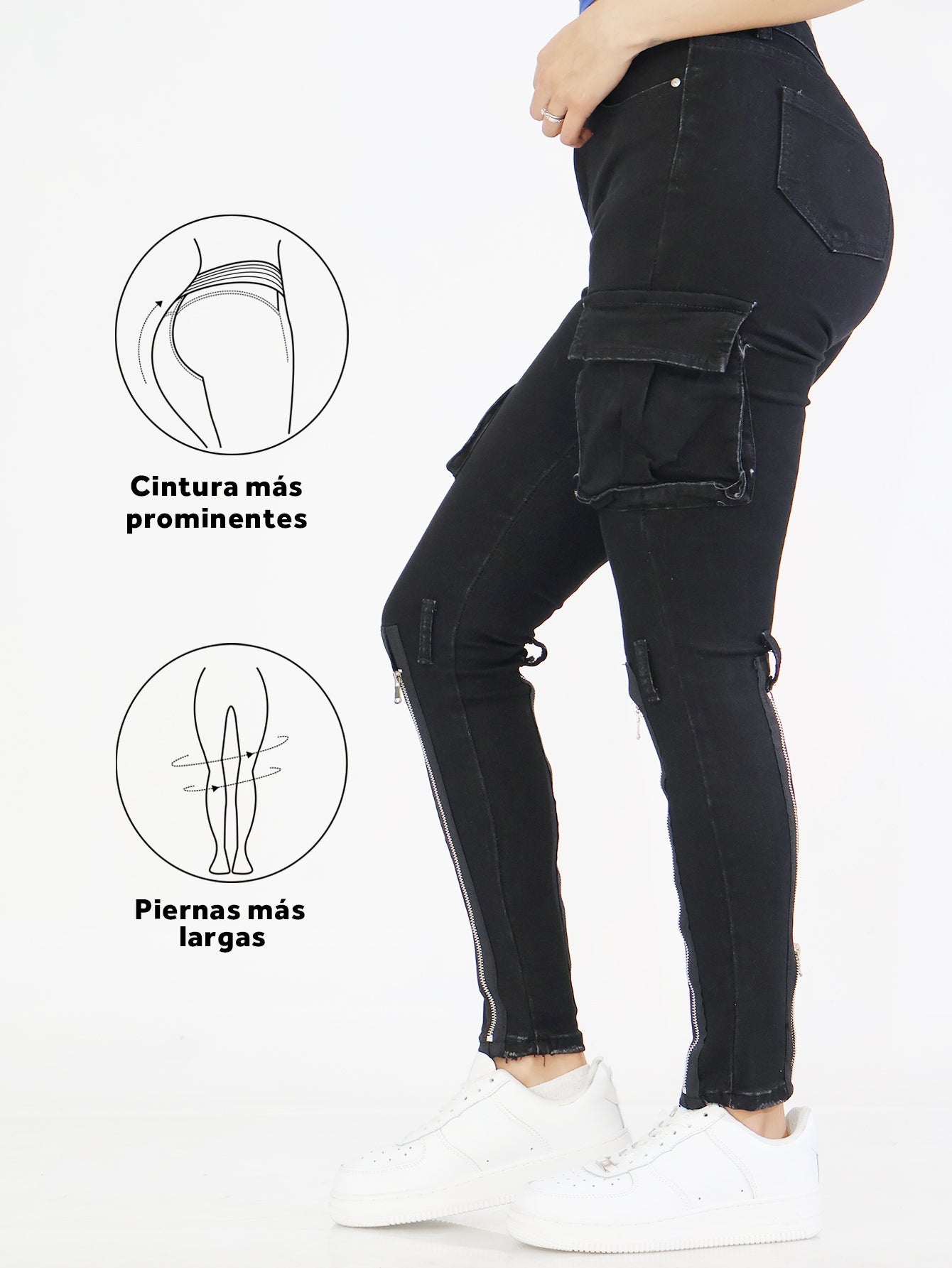Pantalones Vaqueros Ajustados para Mujer - Casual con Bolsillos y Zippers Únicos