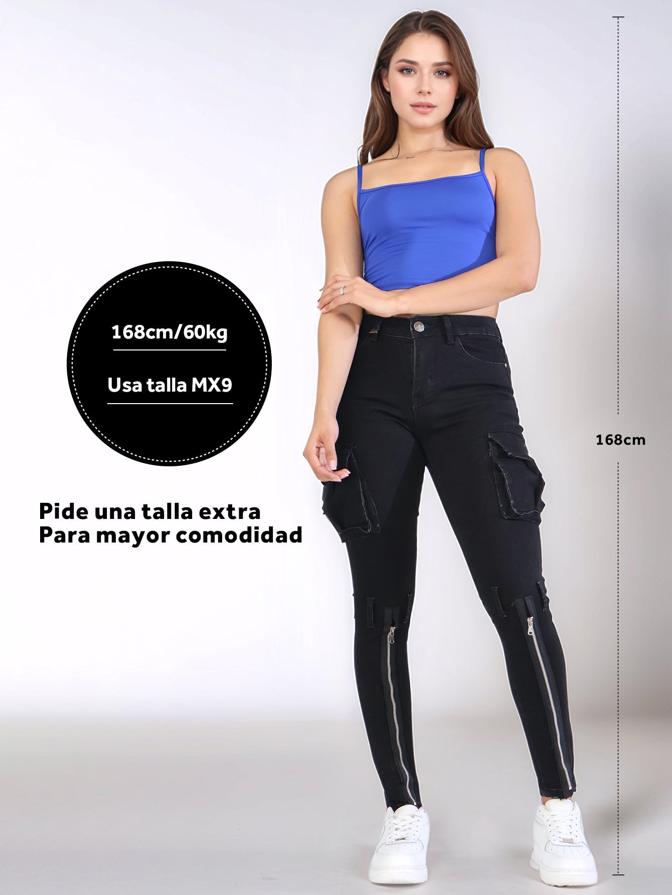 Pantalones Vaqueros Ajustados para Mujer - Casual con Bolsillos y Zippers Únicos