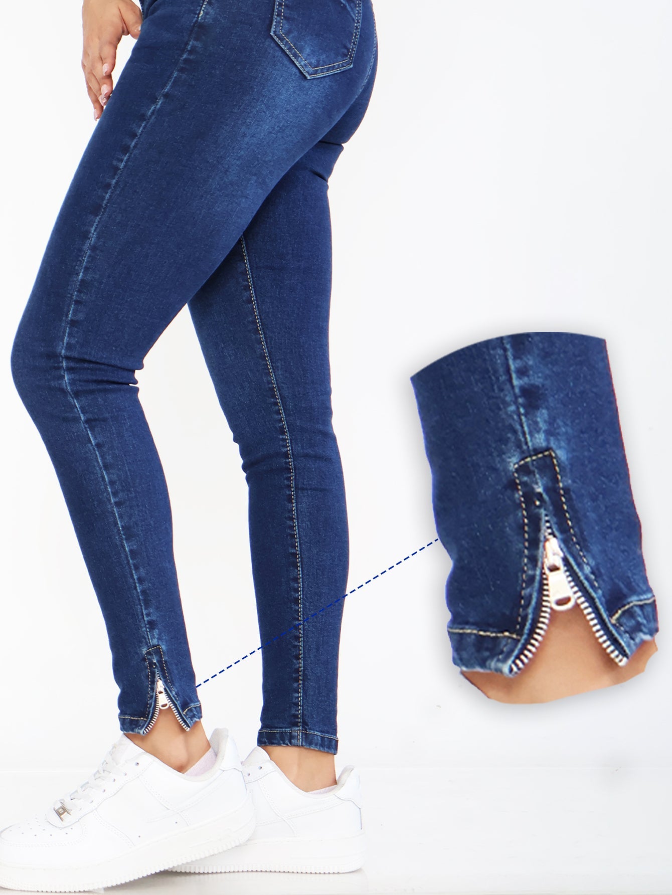 Jeans Ajustados con Efecto Push Up - Moldea la Figura con Diseño de Cremallera en el Tobillo