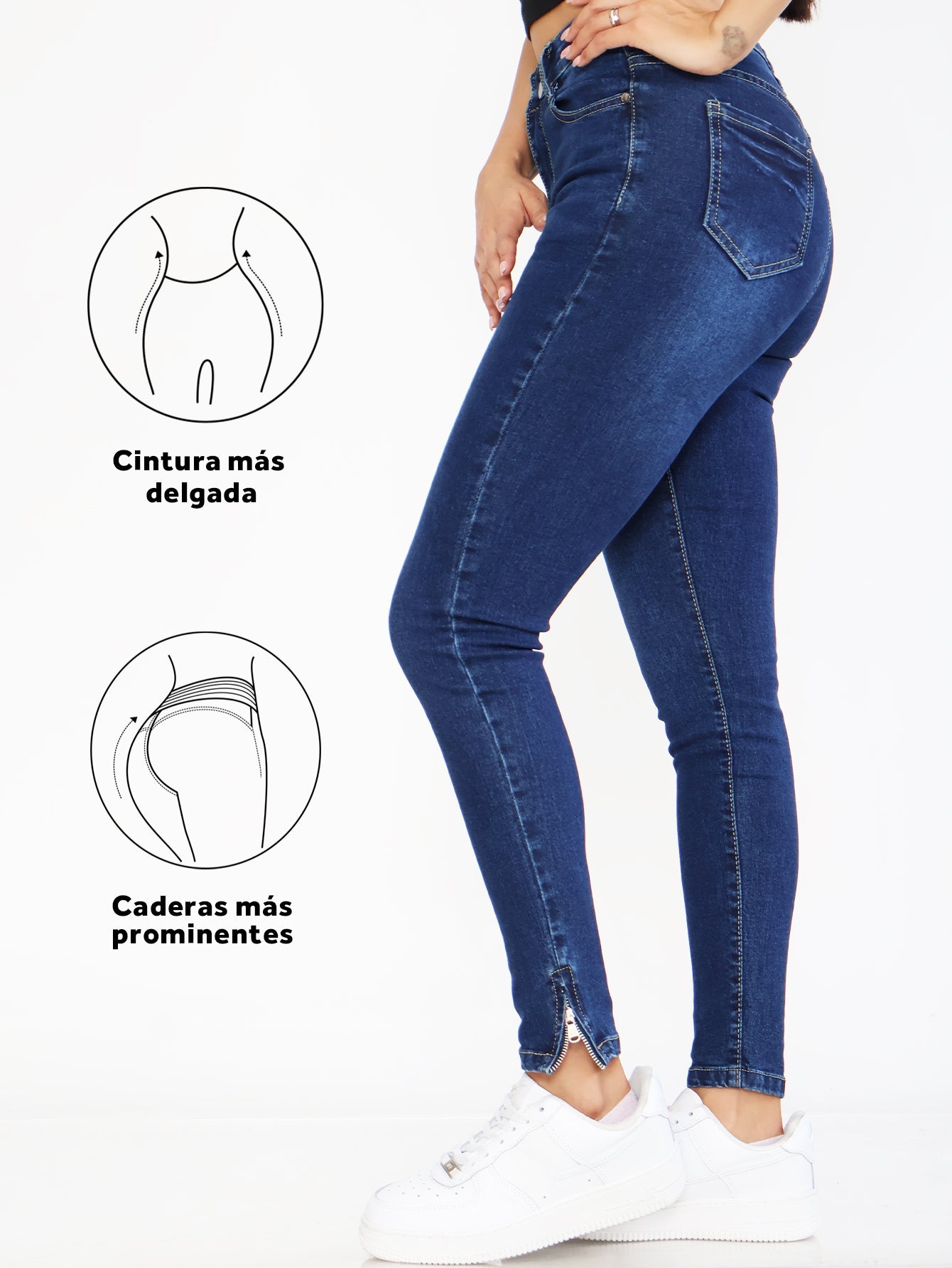 Jeans Ajustados con Efecto Push Up - Moldea la Figura con Diseño de Cremallera en el Tobillo